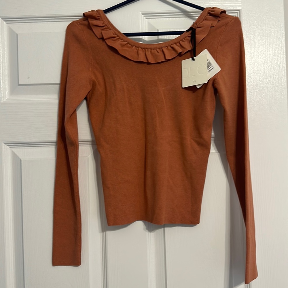 ViCOLO Ruffle Neck Longselve Top NWTs Size OS